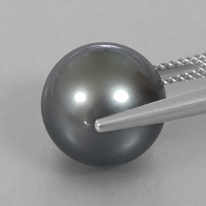 Pérola cinza natural 13,23ct, esfera / bola, opaco