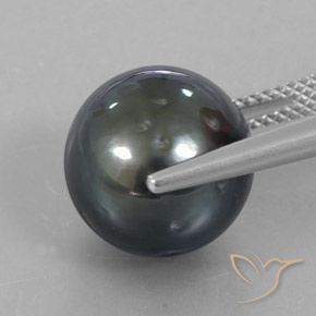 Pérola Cinza escuro Natural 13.05ct, Esfera / Bola, Opaco