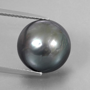 Pérola Cinza escuro Natural 12.55ct, Esfera / Bola, Opaco