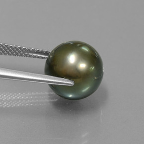 Pérola Cinza escuro Natural 9.57ct, Esfera / Bola, Opaco
