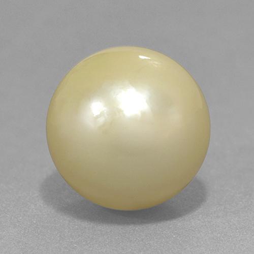 Pérola Luz amarela Natural 13.06ct, Esfera / Bola, Opaco