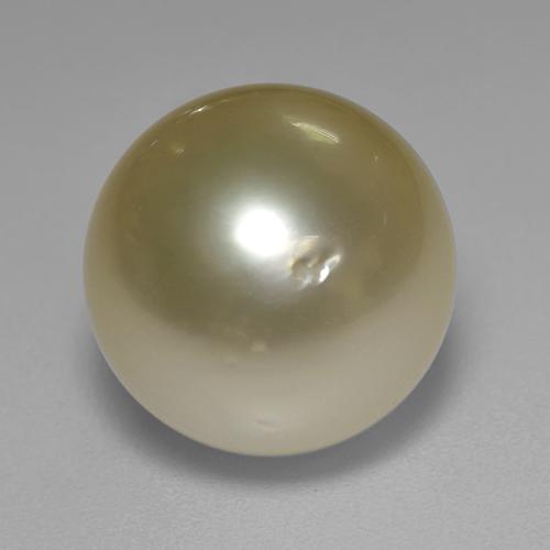 Pérola amarelo médio Natural 12.03ct, Esfera / Bola, Opaco