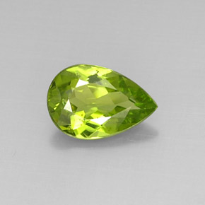 Peridoto verde natural 2,85ct, formato de pêra, VVS-VS