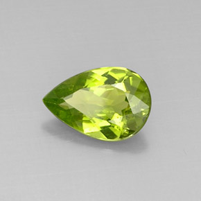 Peridoto verde natural 2,85ct, formato de pêra, VVS-VS