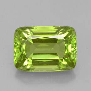 Peridoto verde natural 5,74ct, almofada cortada, VVS
