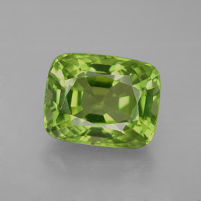 Peridoto verde natural 5,30ct, almofada cortada, VVS