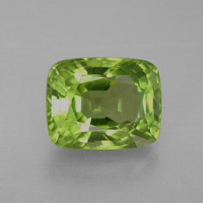 Peridoto verde natural 5,30ct, almofada cortada, VVS