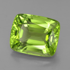 Peridoto verde natural 5,68ct, almofada cortada, VVS