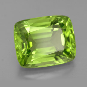 Peridoto verde natural 5,68ct, almofada cortada, VVS
