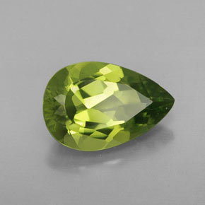 Peridoto verde natural 3,44ct, formato de pêra, VVS