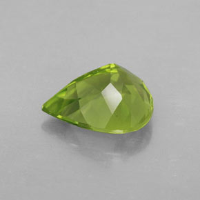 Peridoto verde natural 3,16ct, formato de pêra, VVS