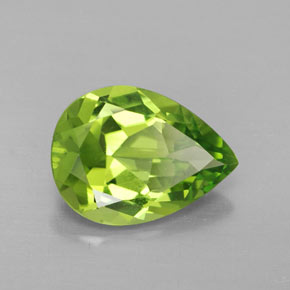 Peridoto verde natural 3,38ct, formato de pêra, VVS