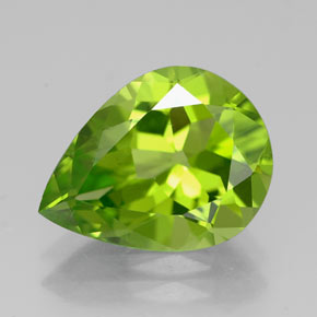 Peridoto verde natural 4,02ct, formato de pêra, VVS-VS