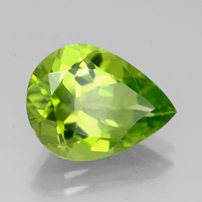 Peridoto verde natural 4,02ct, formato de pêra, VVS-VS