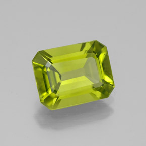 Peridoto verde natural 2,10ct, corte esmeralda, VS