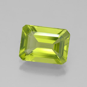 Peridoto verde natural 1,91ct, corte esmeralda, VVS-VS