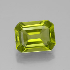 Peridoto verde natural 1,92ct, corte esmeralda, VS