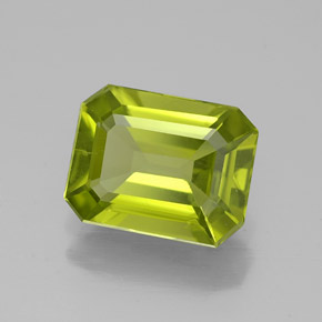 Peridoto verde natural 1,92ct, corte esmeralda, VS