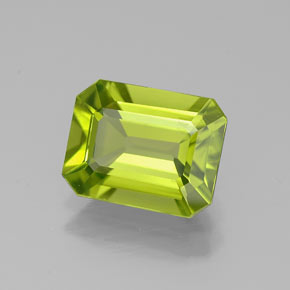 Peridoto verde natural 2,09ct, corte esmeralda, VS