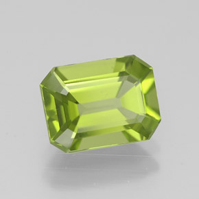 Peridoto verde natural 2,09ct, corte esmeralda, VVS