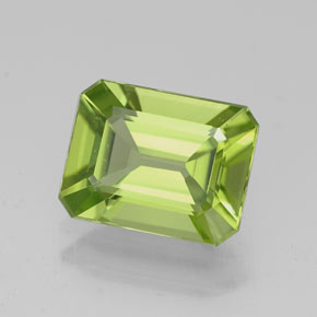 Peridoto verde natural 2,04ct, corte esmeralda, VVS