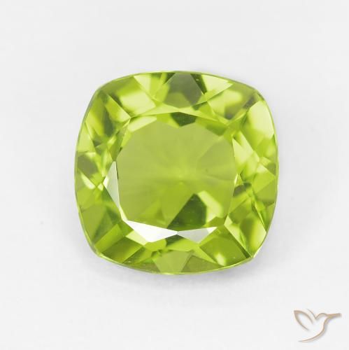Peridoto verde natural 2,72ct, almofada cortada, VS