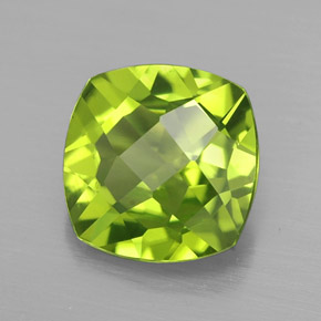 Peridoto verde natural 2,50ct, almofada cortada, VS