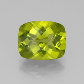 Peridoto verde natural 3,17ct, almofada cortada, VS