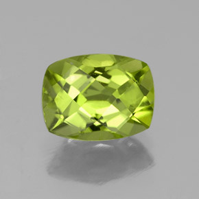 Peridoto verde natural 2,06ct, almofada cortada, VS
