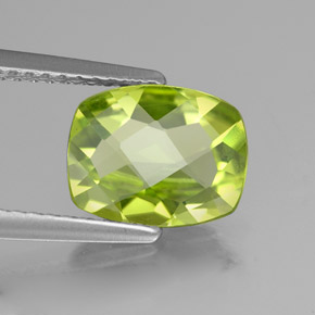 Peridoto verde natural 1,95ct, almofada cortada, VVS-VS