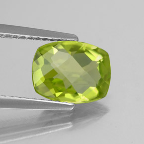 Peridoto verde natural 1,88ct, almofada cortada, VVS-VS