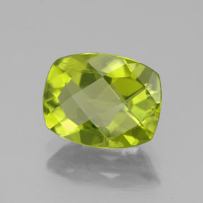 Peridoto verde natural 2,50ct, almofada cortada, VS