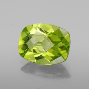 Peridoto verde natural 2,09ct, almofada cortada, VVS-VS