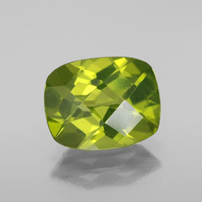 Peridoto verde natural 2,88ct, almofada cortada, VS