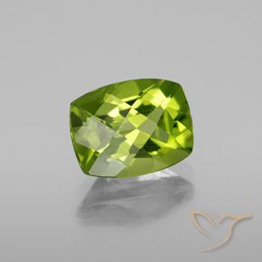 Peridoto verde vivo Natural 2.84ct, Almofada, VS-SI