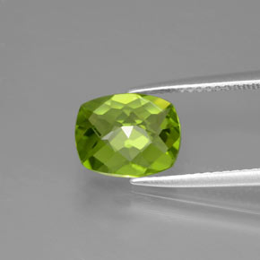 Peridoto verde natural 2,31ct, almofada cortada, VS