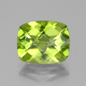 Peridoto verde natural 2,99ct, almofada cortada, VS-SI