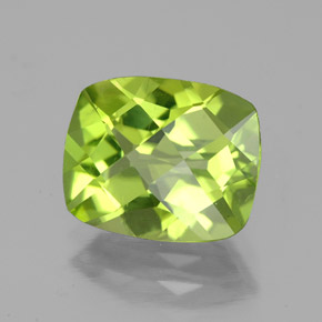 Peridoto verde natural 2,99ct, almofada cortada, VS-SI
