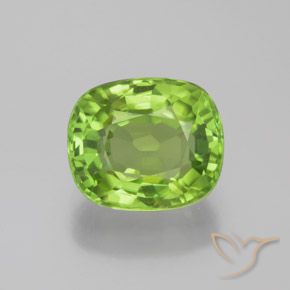 Peridoto verde natural 2,16ct, almofada cortada, VS