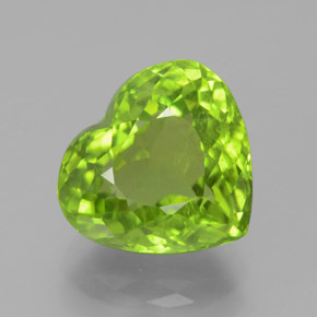 Peridoto Verde Médio-Claro Natural 5.83ct, Formato de coração, VS-SI