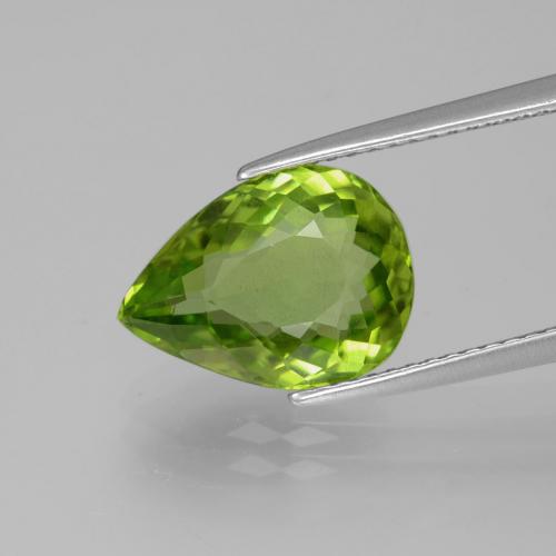 Peridoto verde vivo Natural 4.42ct, Formato de pêra, VS