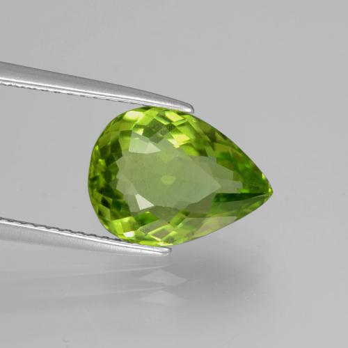 Peridoto verde vivo Natural 4.42ct, Formato de pêra, VS