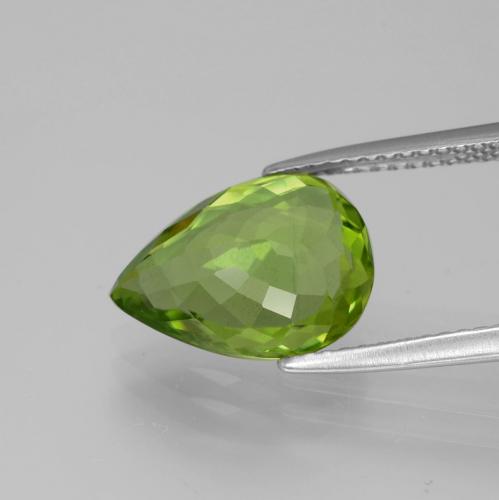 Peridoto verde vivo Natural 4.42ct, Formato de pêra, VS