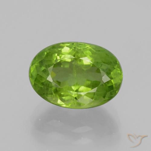 Peridoto verde natural 4,64ct, corte oval, VS-SI