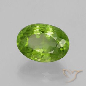 Peridoto verde natural 4,64ct, corte oval, VS-SI