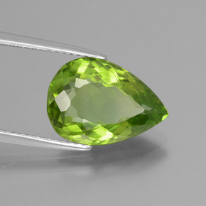 Peridoto verde vivo Natural 5.28ct, Formato de pêra, VS