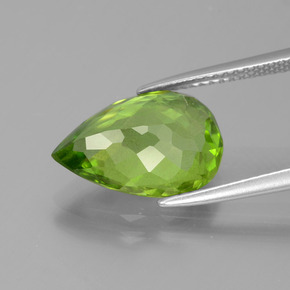 Peridoto verde vivo Natural 5.28ct, Formato de pêra, VS