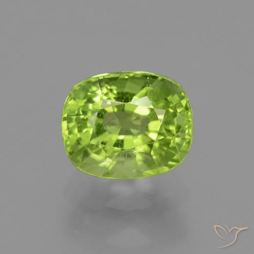 2.18ct Natural Verde amarelado Peridoto, Almofada, VS