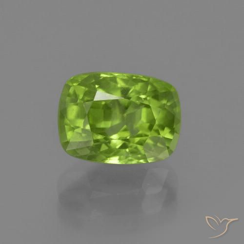 Peridoto verde natural 2,38ct, almofada cortada, VS