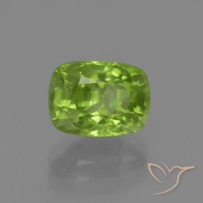 Peridoto verde natural 2,38ct, almofada cortada, VS